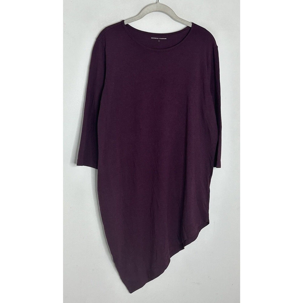 Universal Standard Top Women Purple Asymmetrical Tunic 3/4 Sleeve Scoop Sz 14/16 - Picture 2 of 6